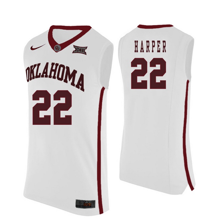 oklahoma sooners white 22 daniel harper college basketball jersey