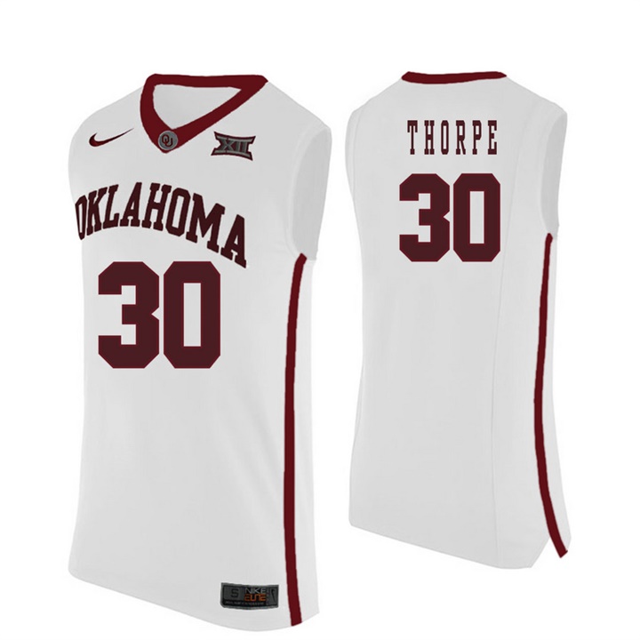 oklahoma sooners white 30 marshall thorpe college basketball jersey