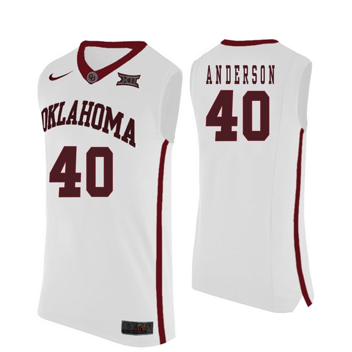 oklahoma sooners white 40 richard anderson college basketball jersey
