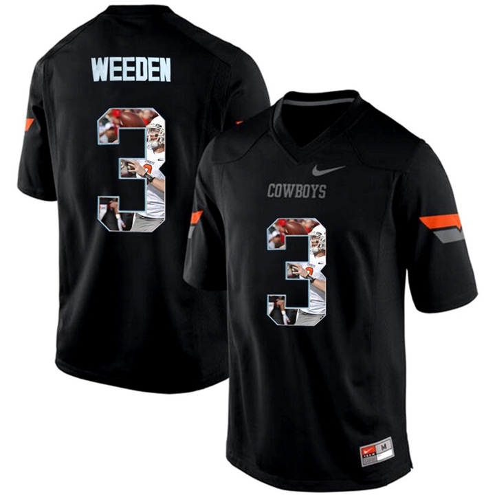 oklahoma state cowboys 3 brandon weeden black ncaa football premier jersey