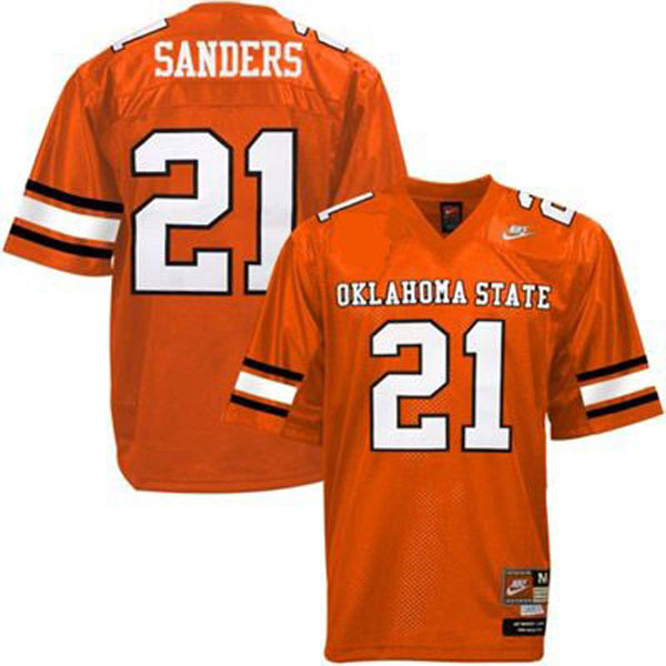oklahoma state cowboys and cowgirls 21 barry sanders orange football youth jersey