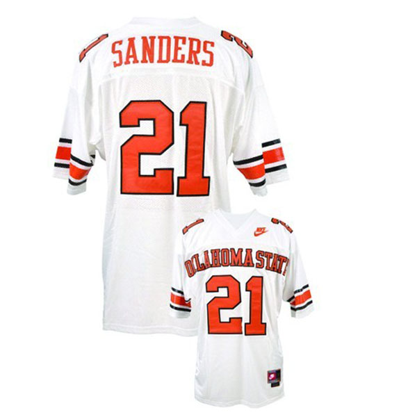 oklahoma state cowboys and cowgirls 21 barry sanders white football youth jersey