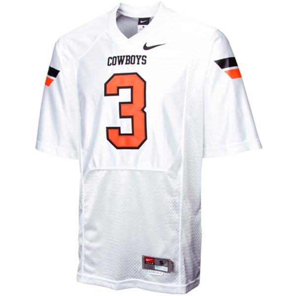 oklahoma state cowboys and cowgirls 3 brandon weeden white football jersey