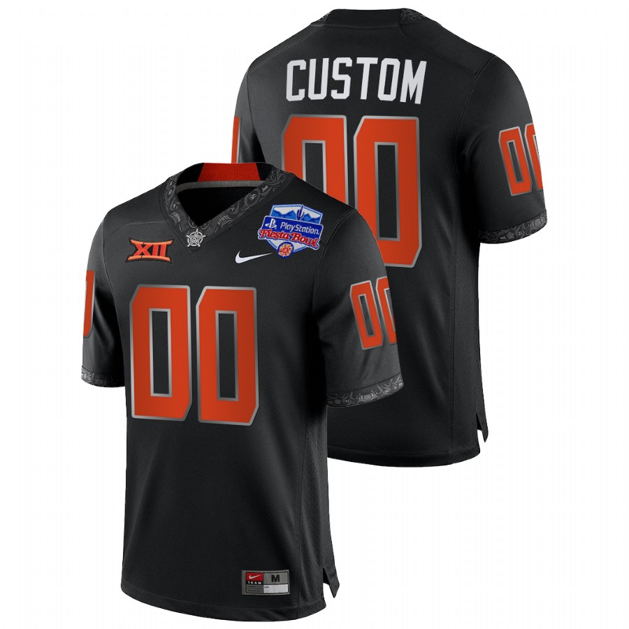 oklahoma state cowboys custom black 2022 fiesta bowl college football playoff jersey