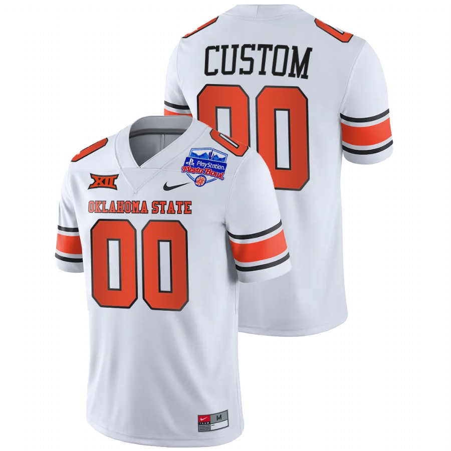 oklahoma state cowboys custom white 2022 fiesta bowl throwback jersey