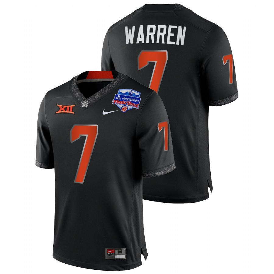 oklahoma state cowboys jaylen warren black 2022 fiesta bowl college football playoff jersey