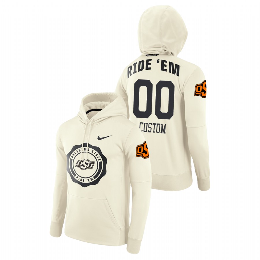 oklahoma state cowboys pullover custom cream rival therma men's hoodie