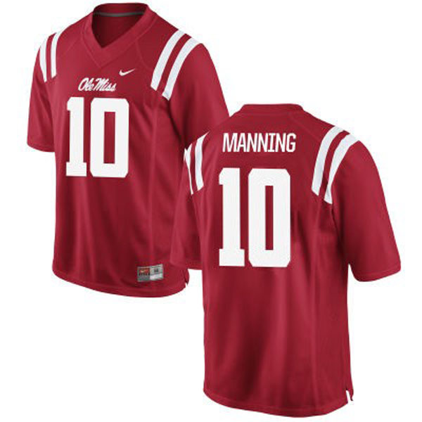 ole miss rebels 10 eli manning red football jersey