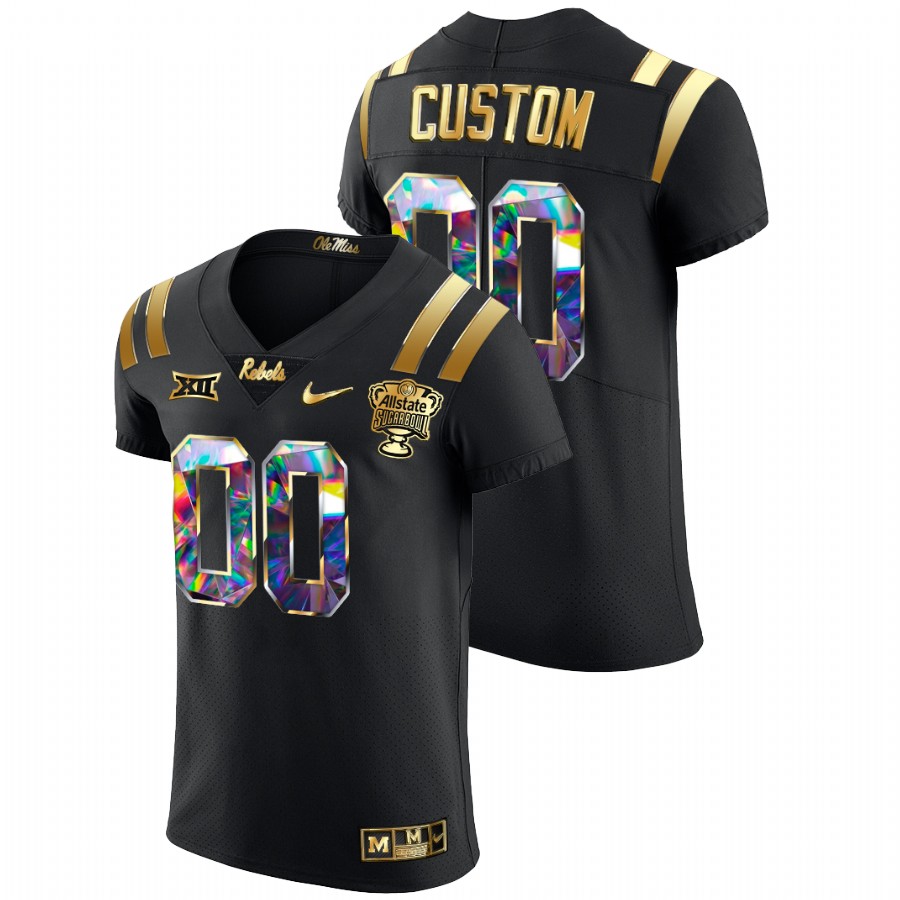 ole miss rebels custom black 2022 sugar bowl golden diamond edition jersey