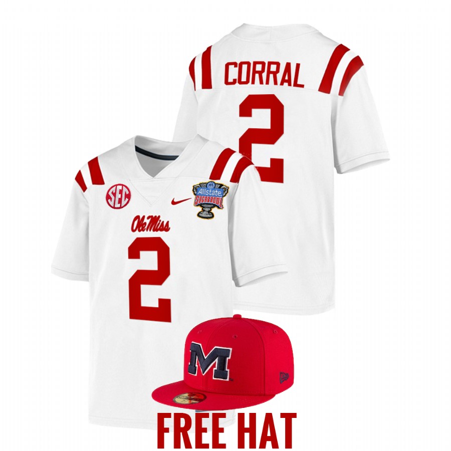 ole miss rebels matt corral white 2022 sugar bowl college football playoff jersey