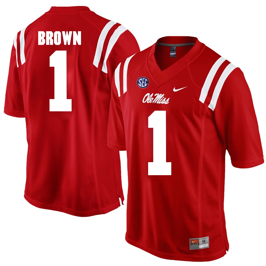 ole miss rebels red a.j. brown college football jersey