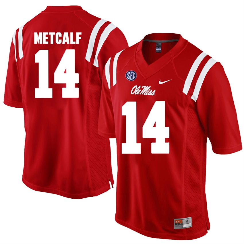ole miss rebels red d.k. metcalf college football jersey