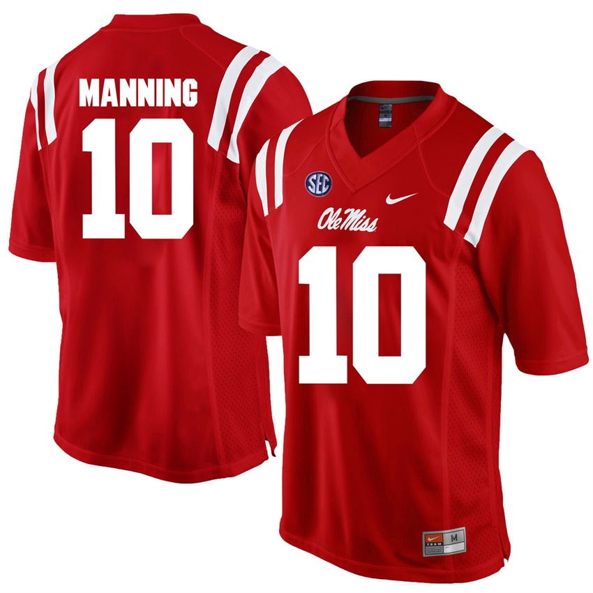 ole miss rebels red eli manning college football jersey