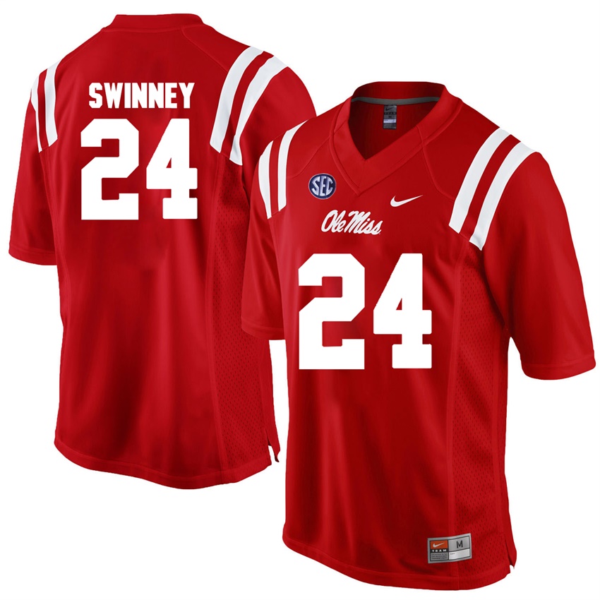 ole miss rebels red eric swinney college football jersey