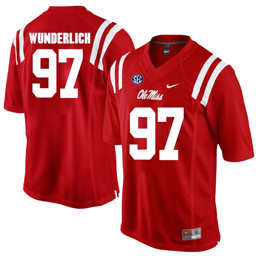 ole miss rebels red gary wunderlich college football jersey