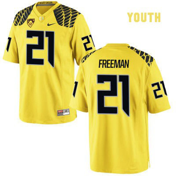 oregon ducks 21 royce freeman yellow football youth jersey