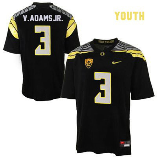 oregon ducks 3 vernon adams black football youth jersey