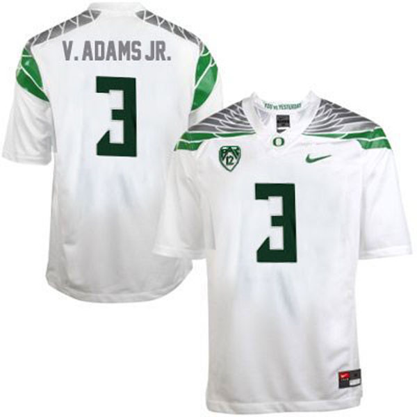 oregon ducks 3 vernon adams white football jersey