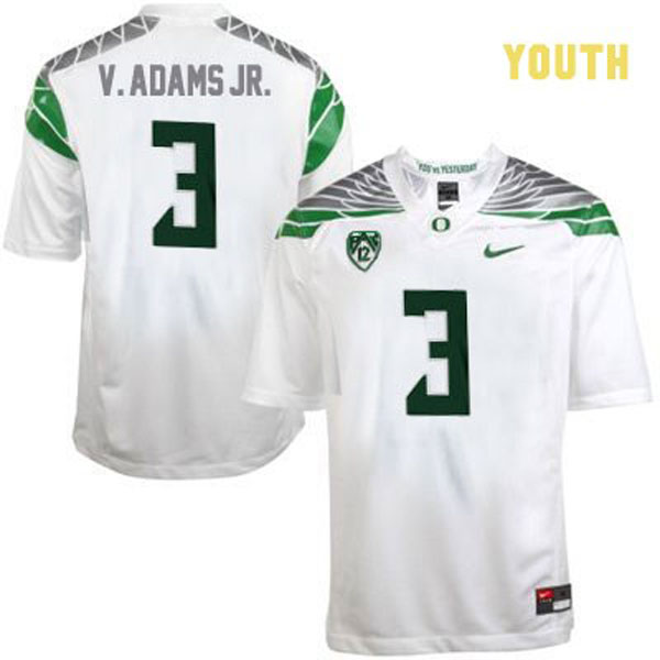 oregon ducks 3 vernon adams white football youth jersey