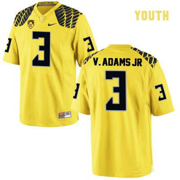 oregon ducks 3 vernon adams yellow football youth jersey