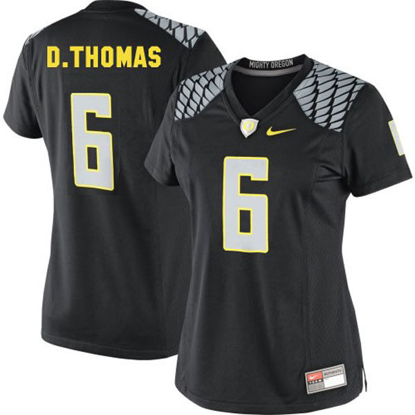 oregon ducks 6 de'anthony thomas black football women jersey