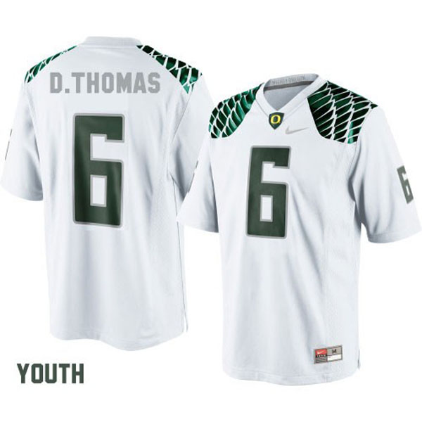 oregon ducks 6 de'anthony thomas white football youth jersey
