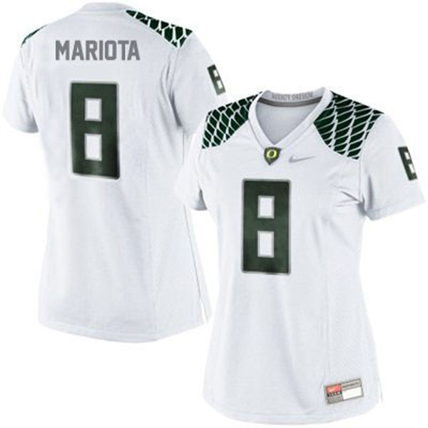 oregon ducks 8 marcus mariota white football women jersey