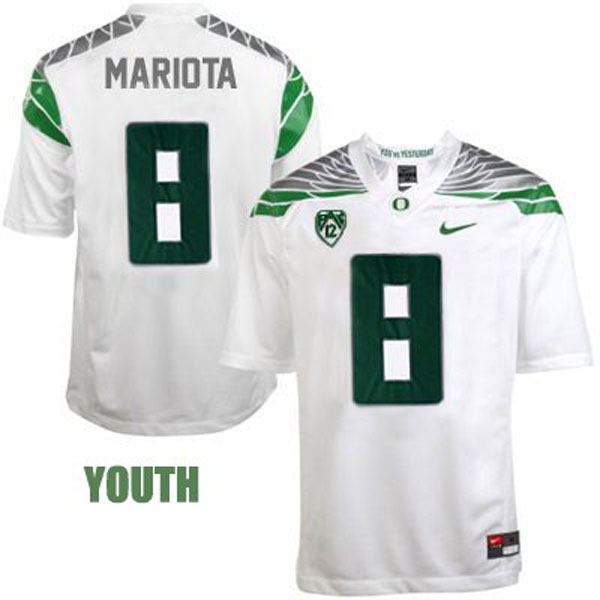 oregon ducks 8 marcus mariota white football youth jersey