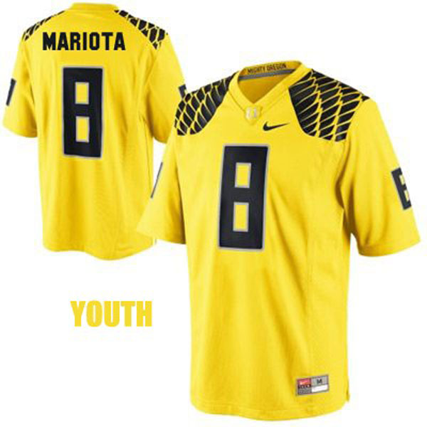 oregon ducks 8 marcus mariota yellow football youth jersey