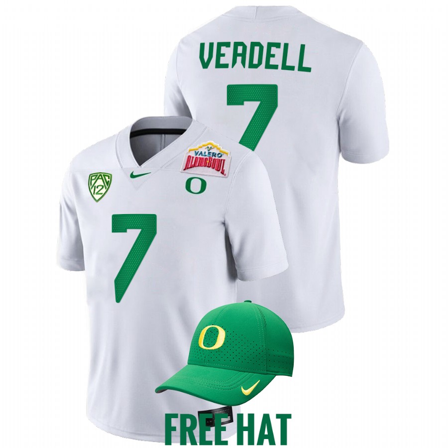 oregon ducks cj verdell white 2021 alamo bowl college football playoff jersey