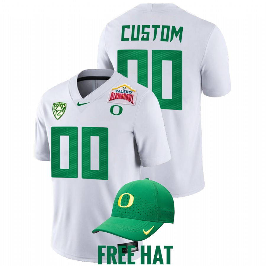 oregon ducks custom white 2021 alamo bowl college football playoff jersey