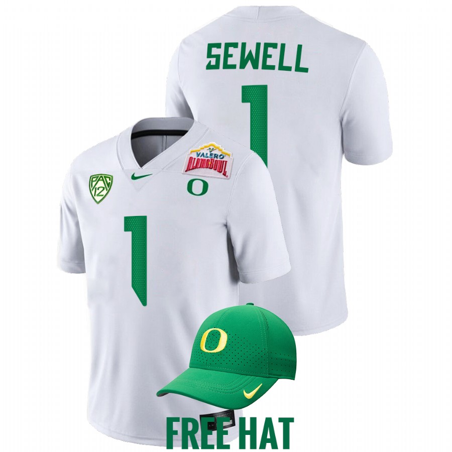 oregon ducks noah sewell white 2021 alamo bowl college football playoff jersey