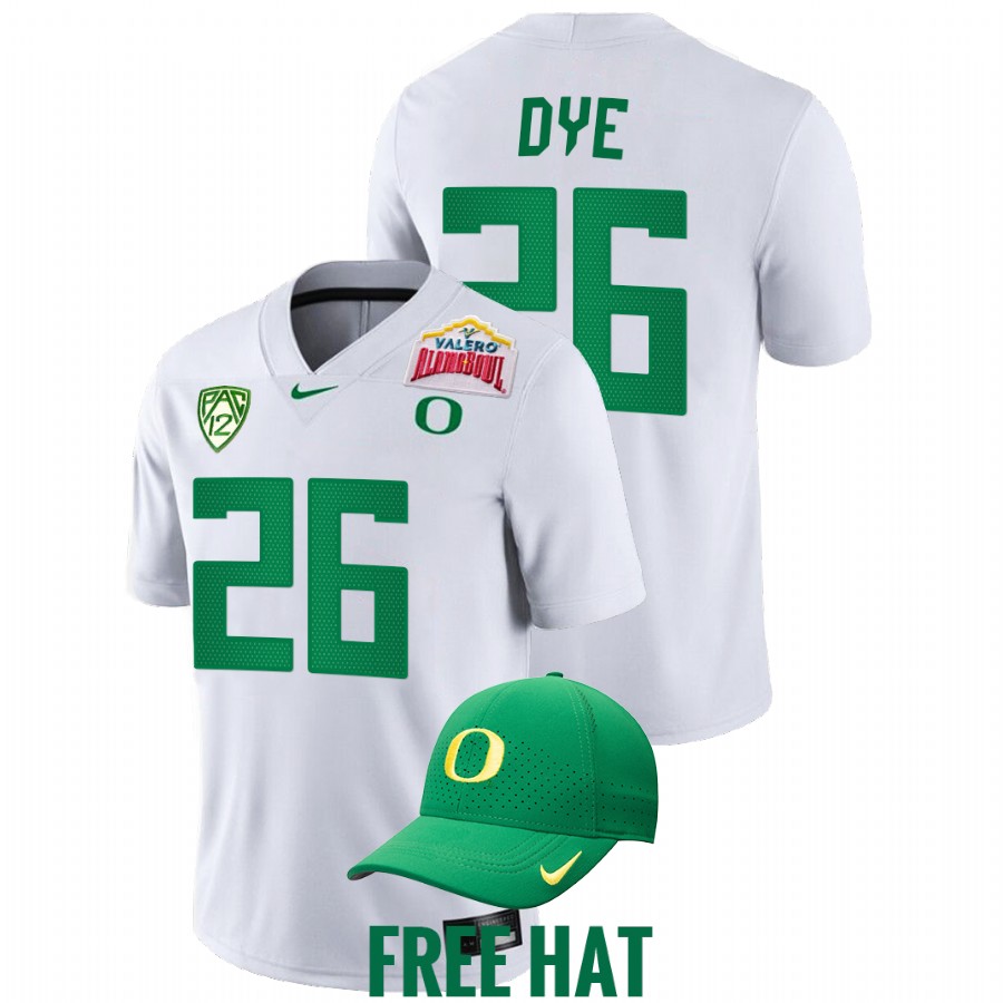 oregon ducks travis dye white 2021 alamo bowl college football playoff jersey