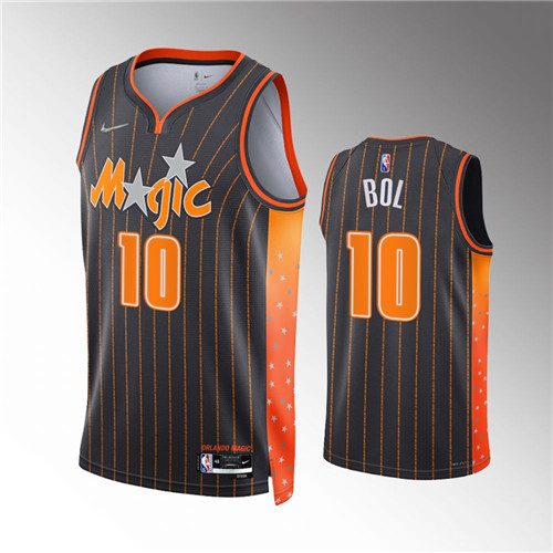 Orlando Magic Bol Bol 2022 City Edition 75th Diamond Badge Black stitched Jersey #10