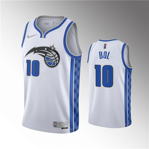 Orlando Magic Bol Bol 2022 Earned Edition Diamond Badge White stitched Jersey #10