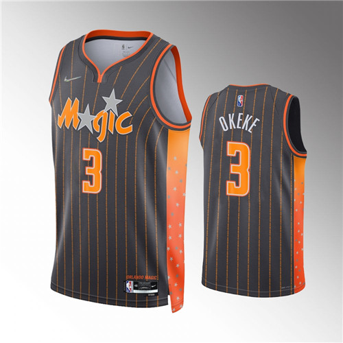 Orlando Magic Chuma Okeke 2021-22 75th Anniversary City Anthracite stitched Jersey #3
