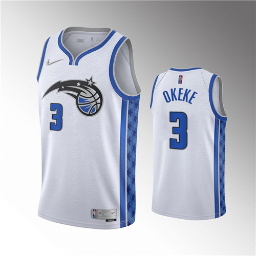 Orlando Magic Chuma Okeke Earned Edition White Swingman stitched Jersey #3