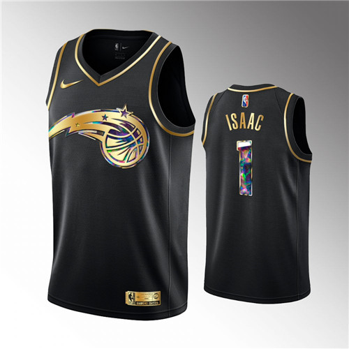 Orlando Magic Jonathan Isaac 2021-22 Golden Edition 75th Anniversary Black stitched Jersey #1