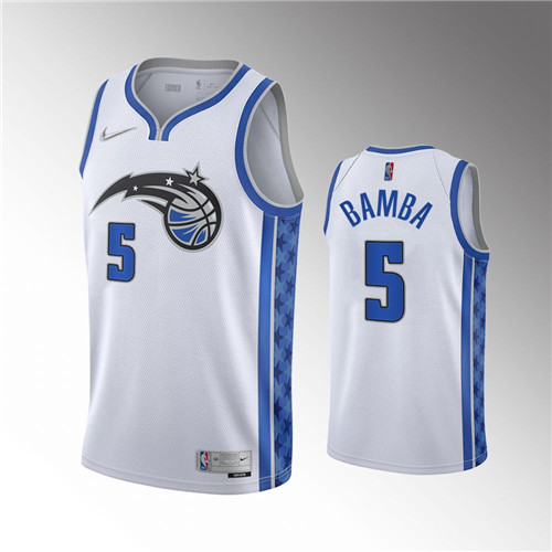 Orlando Magic Mohamed Bamba Earned Edition White Swingman stitched Jersey #5