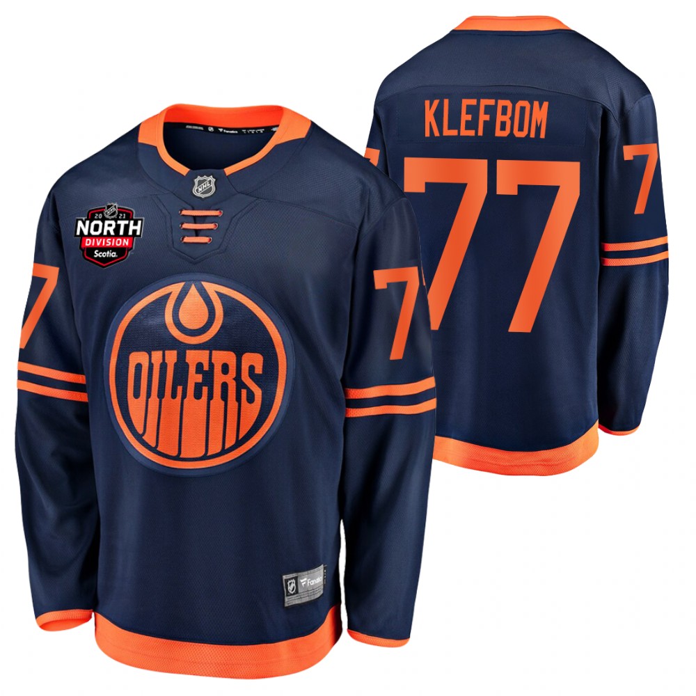 oscar klefbom Oilers 2021 North Division Patch Jersey Navy Alternate