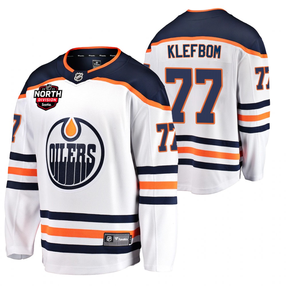 oscar klefbom Oilers 2021 North Division Patch Jersey White Away