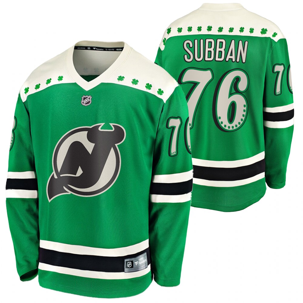 p.k.subban Devils 2021 St Patricks Day Green #76 Jersey