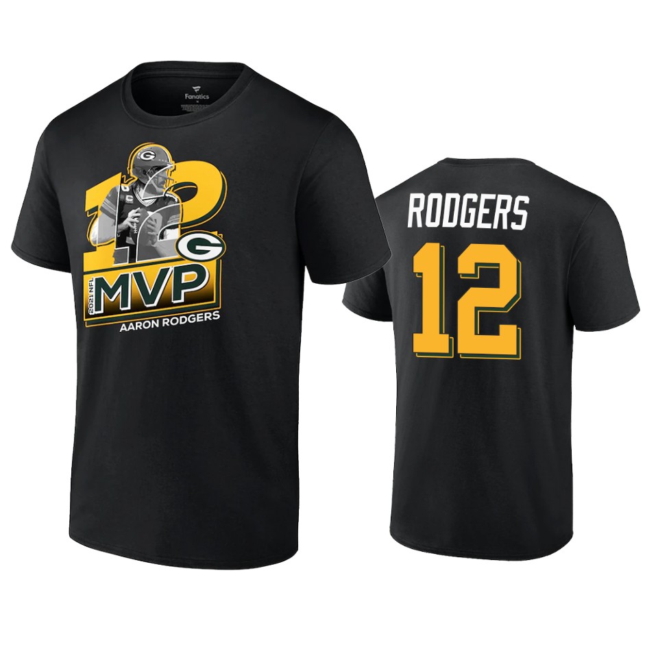 packers aaron rodgers black 2021 nfl mvp t shirt
