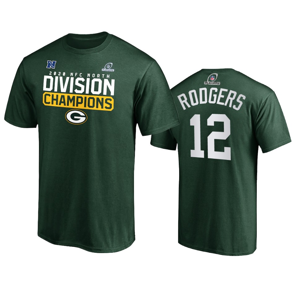 packers aaron rodgers green 2020 nfc north division champions t shirt