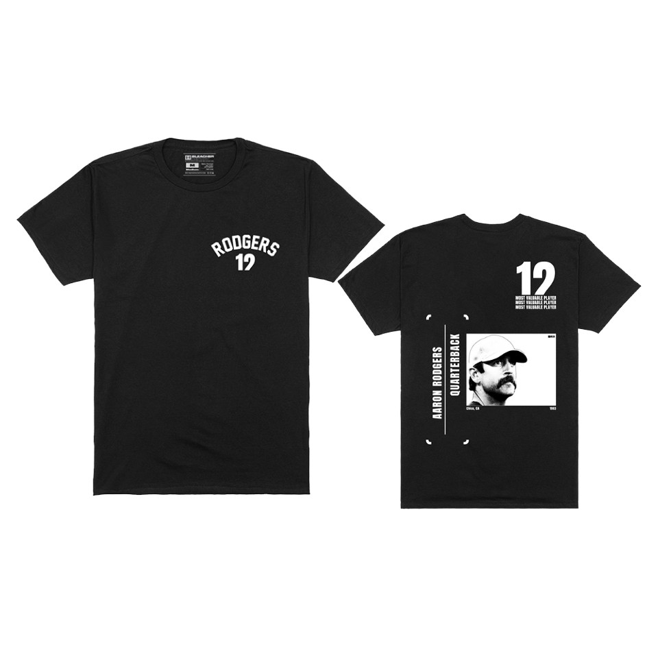 packers aaron rodgers player graphic black name number t shirt