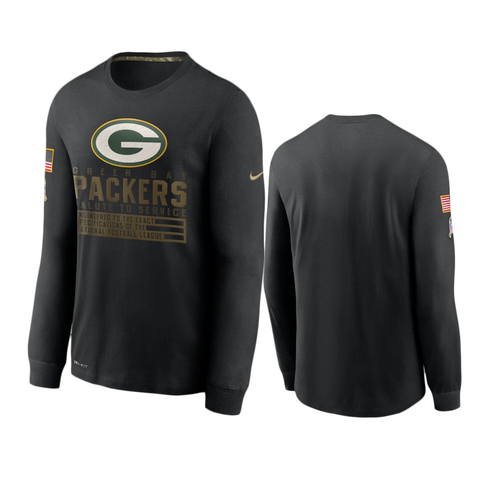 packers black 2020 salute to service sideline performance long sleeve t shirt