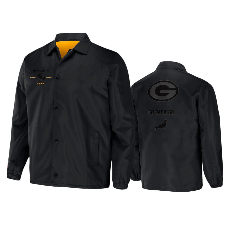 packers black staple coaches full snap jacket