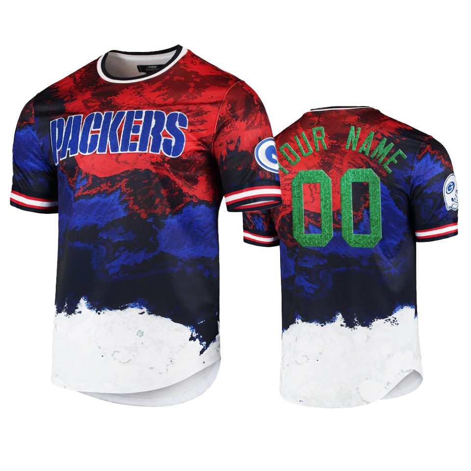 packers custom navy red americana dip dye t shirt