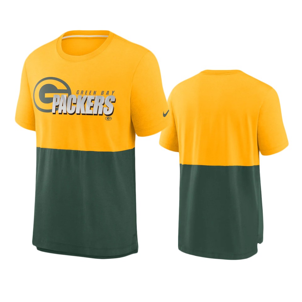 packers gold green fan gear colorblock t shirt