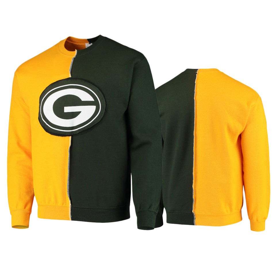packers gold green split center pullover sweatshirt